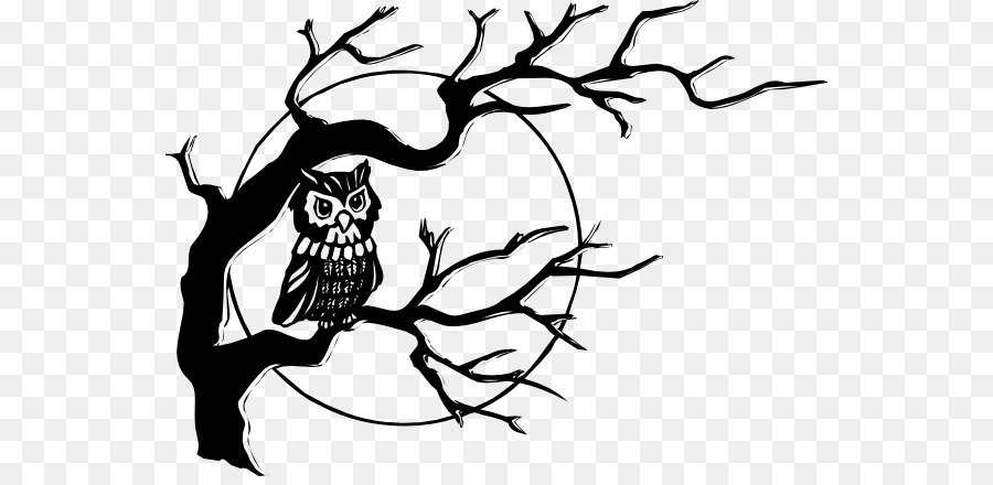 Black-and-white Owl Free content Clip art - Cartoon Trees With Branches png download - 600*432 - Free Transparent Owl png Download.