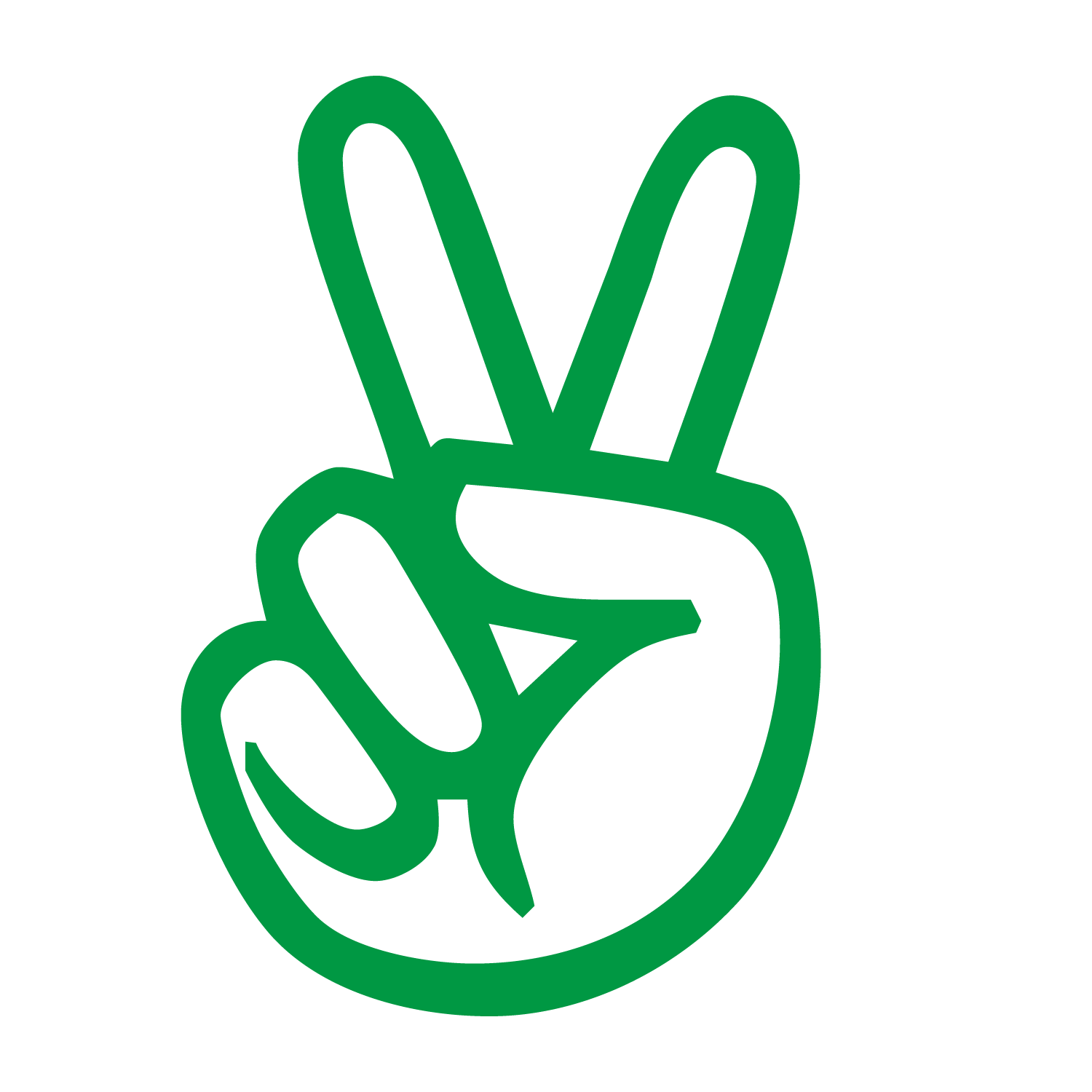 Peace symbols Hand V sign - Green yes gesture vector material png ...