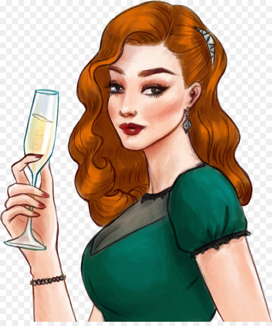 Euclidean vector Woman Female Vintage clothing - Hand painted graffiti, champagne beauty png download - 2609*3089 - Free Transparent  png Download.