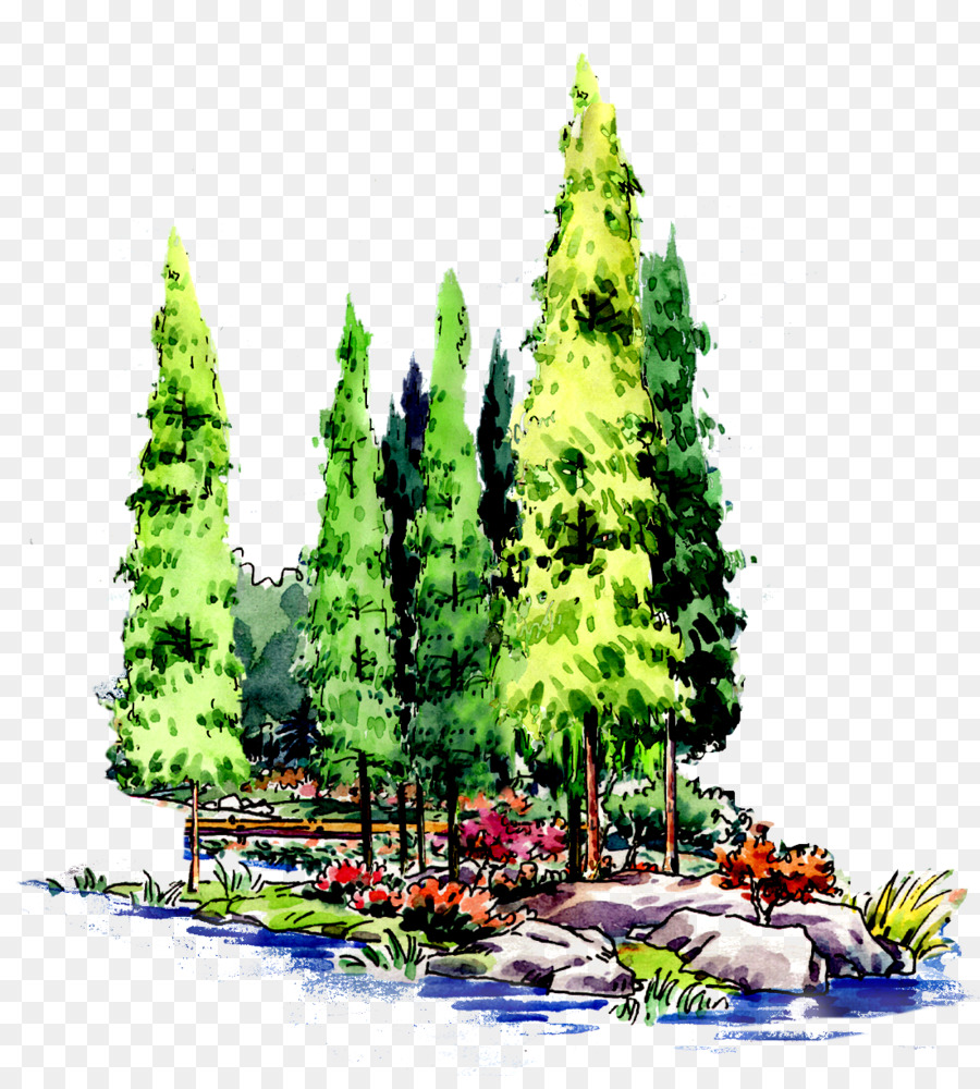 Forest Tree Landscape architecture - Flat style synthetic painting of synthetic forest png download - 1103*1211 - Free Transparent Forest png Download.