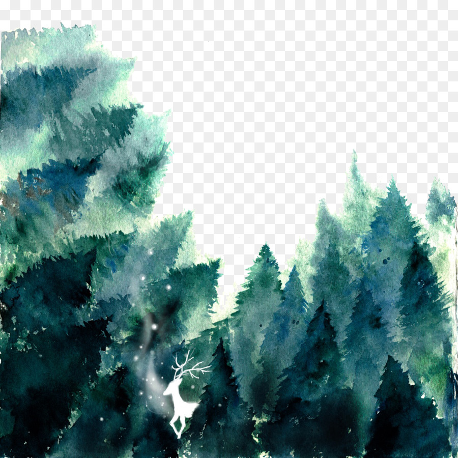 Forest Watercolor painting If(we) - Painted forest png download - 1200*1200 - Free Transparent Forest png Download.