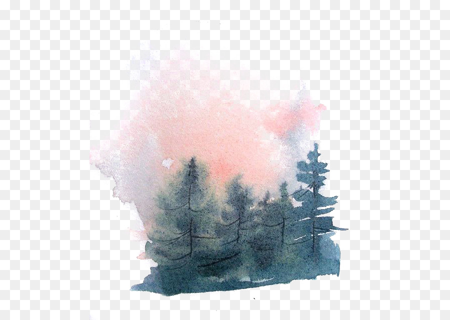 Watercolor painting Drawing - Watercolor pine forest png download - 542*640 - Free Transparent Watercolor Painting png Download.
