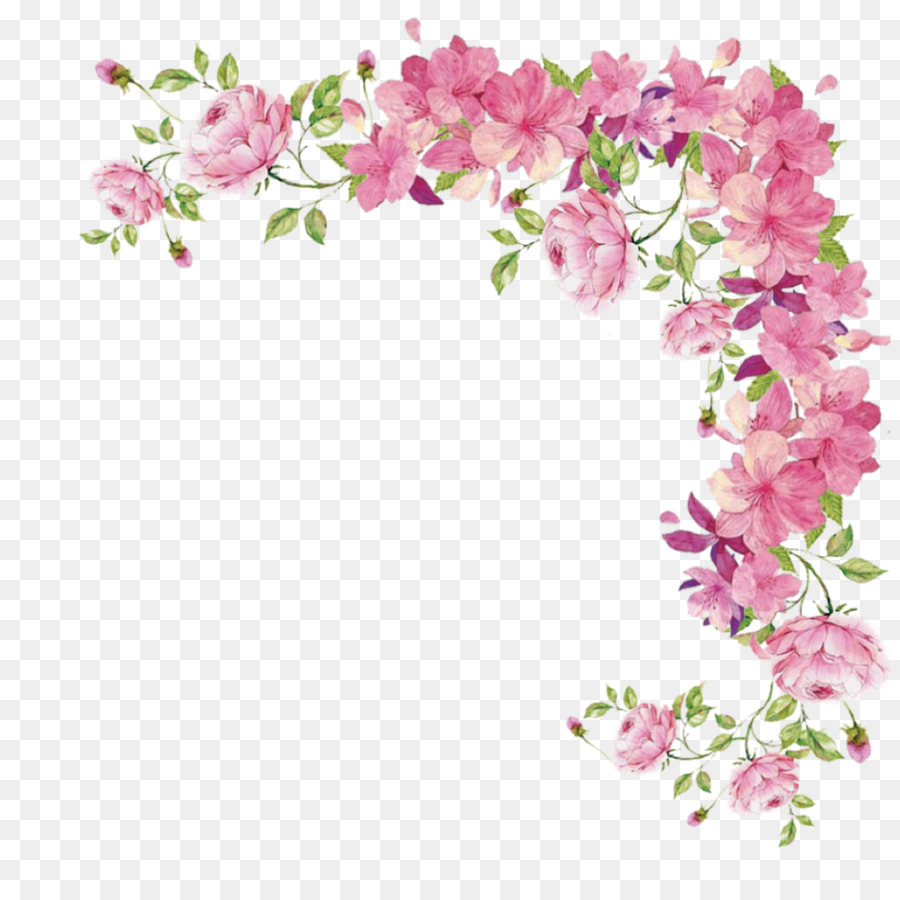 Pink flowers Rose - flower border png download - 1024*1024 - Free Transparent Flower png Download.