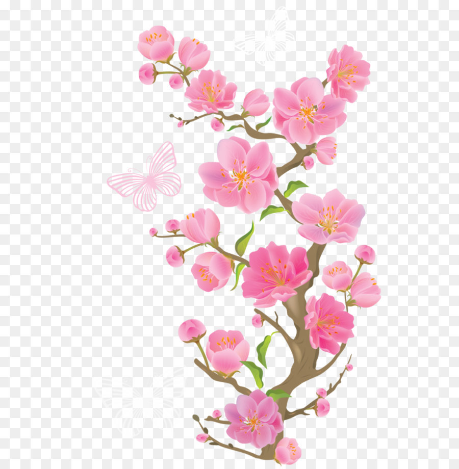 Pink flowers Clip art - Spring Branch with Butterflies PNG Clipart Picture png download - 726*1024 - Free Transparent Flower png Download.