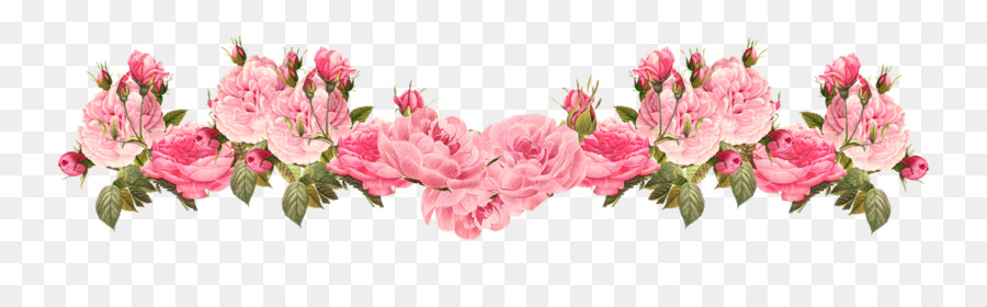 Pink flowers Rose Clip art - Vintage Pink Rose Border Png png download - 1600*465 - Free Transparent Flower png Download.