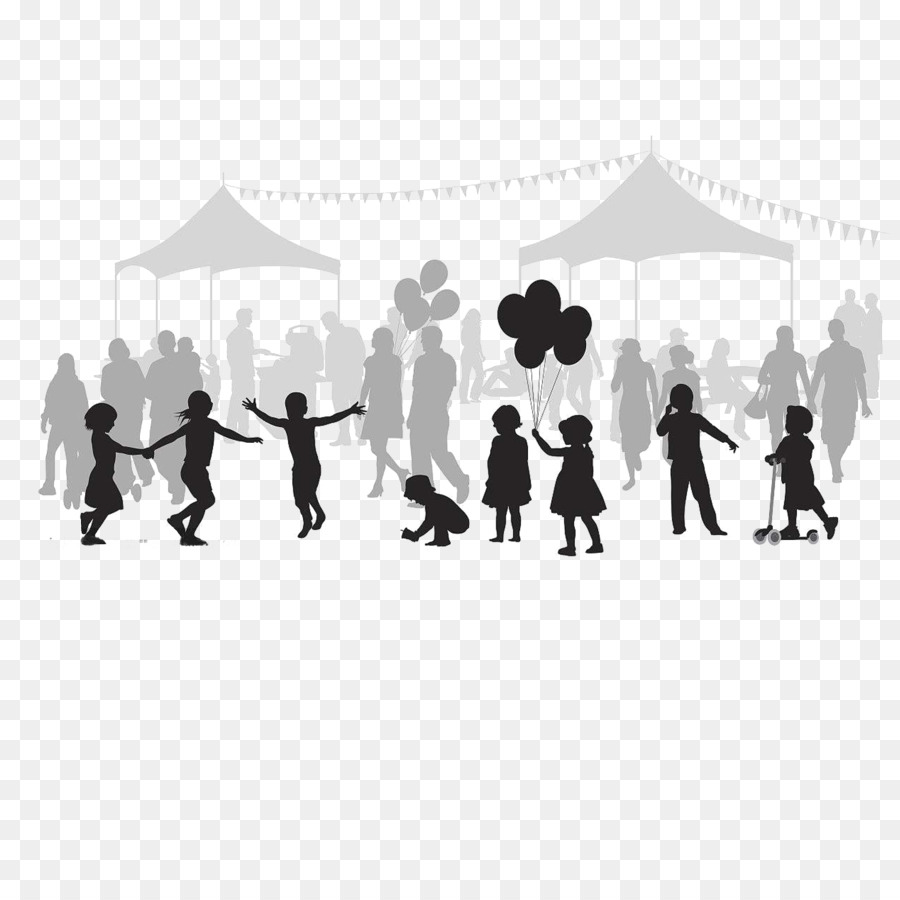 Silhouette Drawing Cartoon Illustration - The amusement park is crowded with people png download - 1500*1500 - Free Transparent Silhouette png Download.