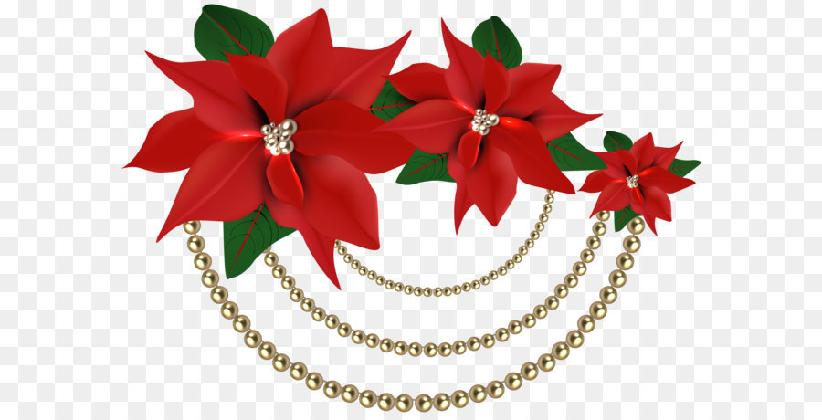 Poinsettia Christmas decoration Clip art - Decorative Christmas Poinsettias with Pearls PNG Clipart Image png download - 6247*4380 - Free Transparent Poinsettia png Download.
