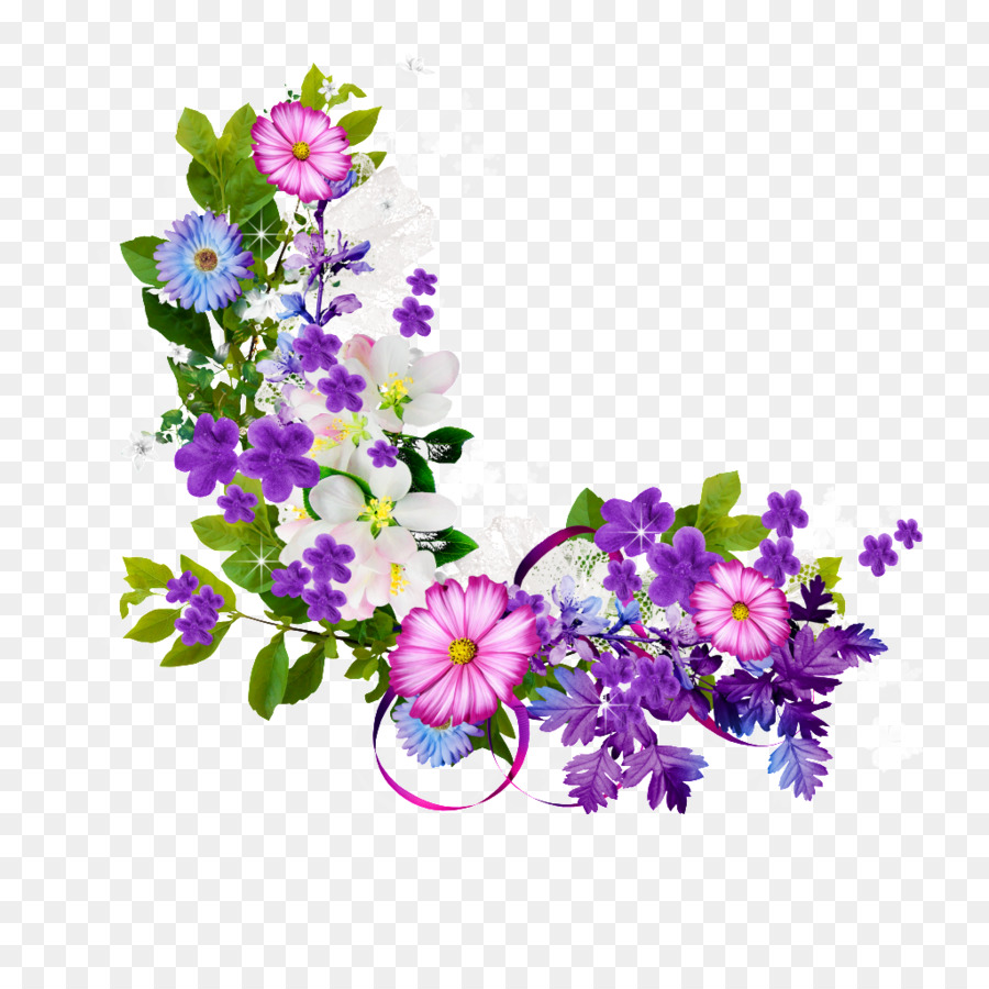 Flower - Bouquet of purple flowers border png download - 1024*1024 - Free Transparent Flower png Download.