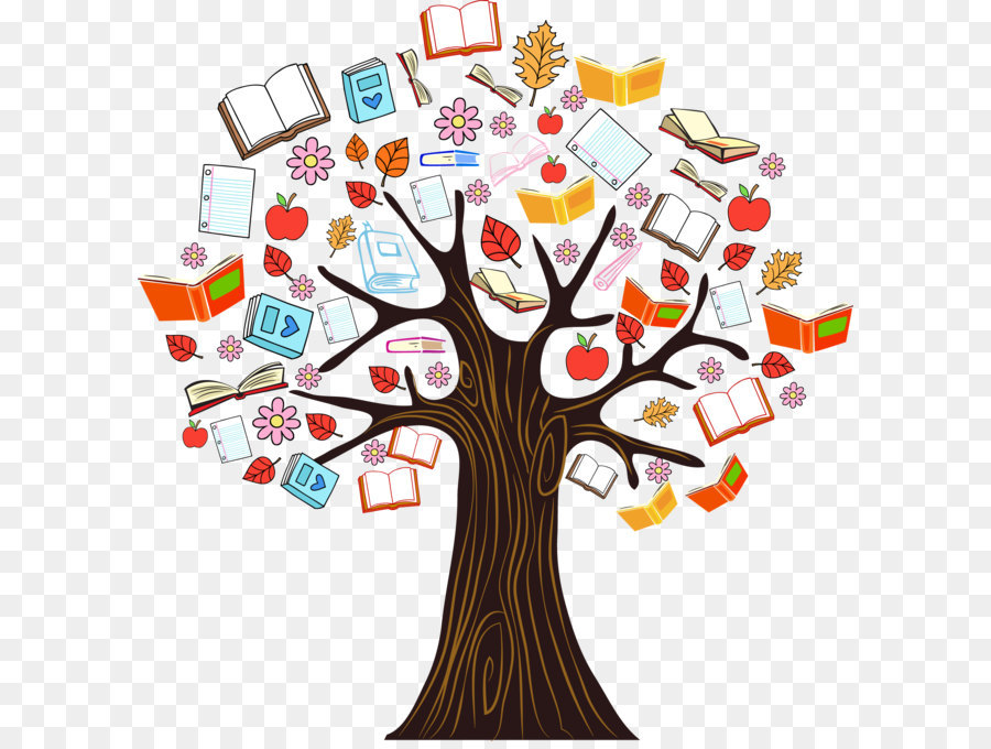 Book Tree Reading Clip art - Color book knowledge tree vector illustration png download - 1965*2036 - Free Transparent Tree png Download.