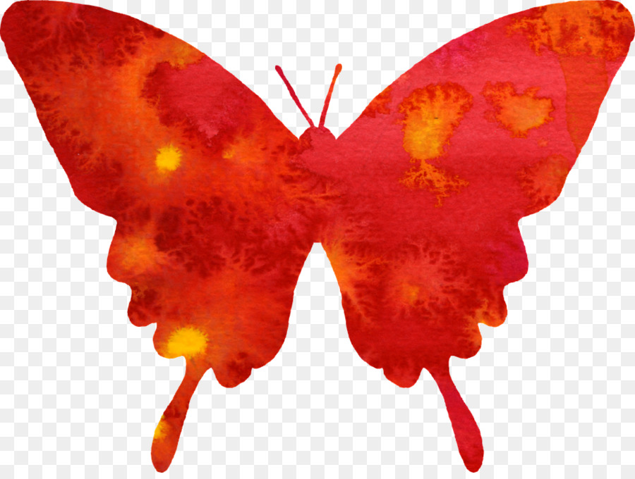 Butterfly Watercolor painting Red Clip art - Red Butterfly Cliparts png download - 960*716 - Free Transparent Butterfly png Download.