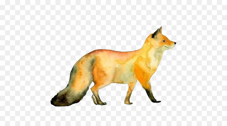 Red fox Watercolor painting Paper - Fox Walking smile watercolor png download - 500*500 - Free Transparent RED Fox png Download.