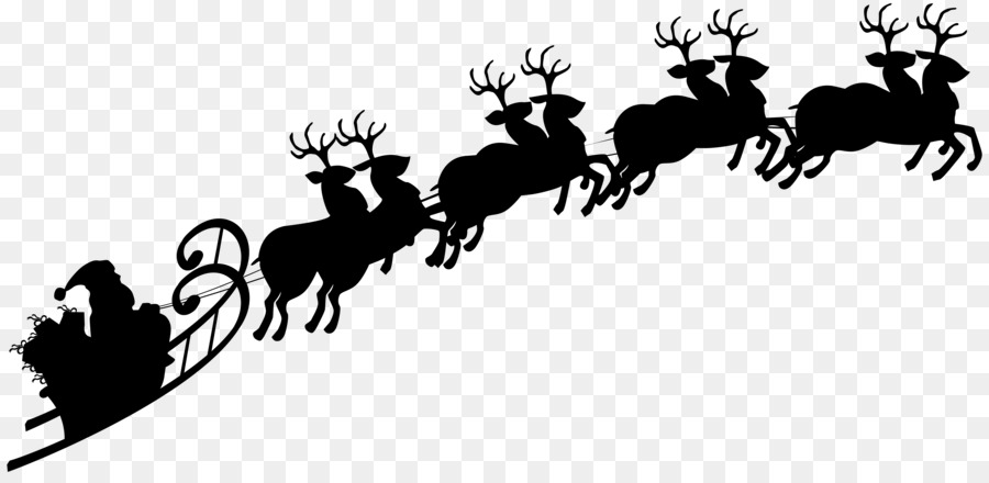 Reindeer Santa Claus Silhouette Sled Clip art - Sleigh Silhouette Cliparts png download - 6226*2993 - Free Transparent Reindeer png Download.