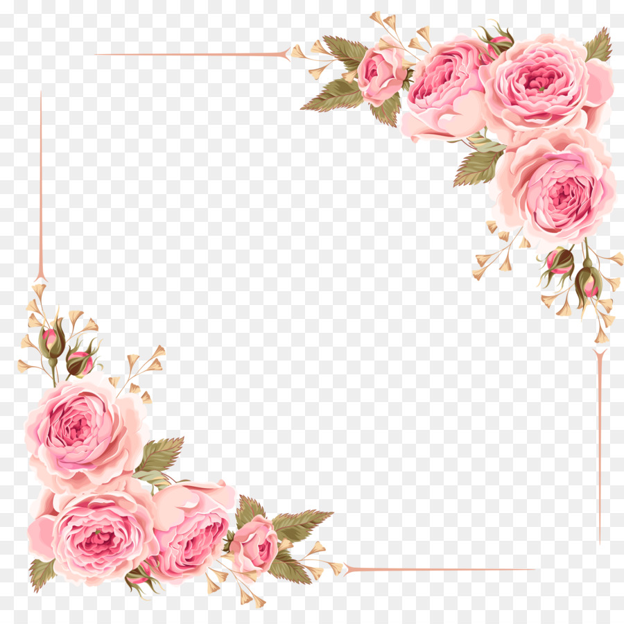 Wedding invitation Flower Rose Pink Clip art - Rose Border png download - 2480*2480 - Free Transparent Wedding Invitation png Download.