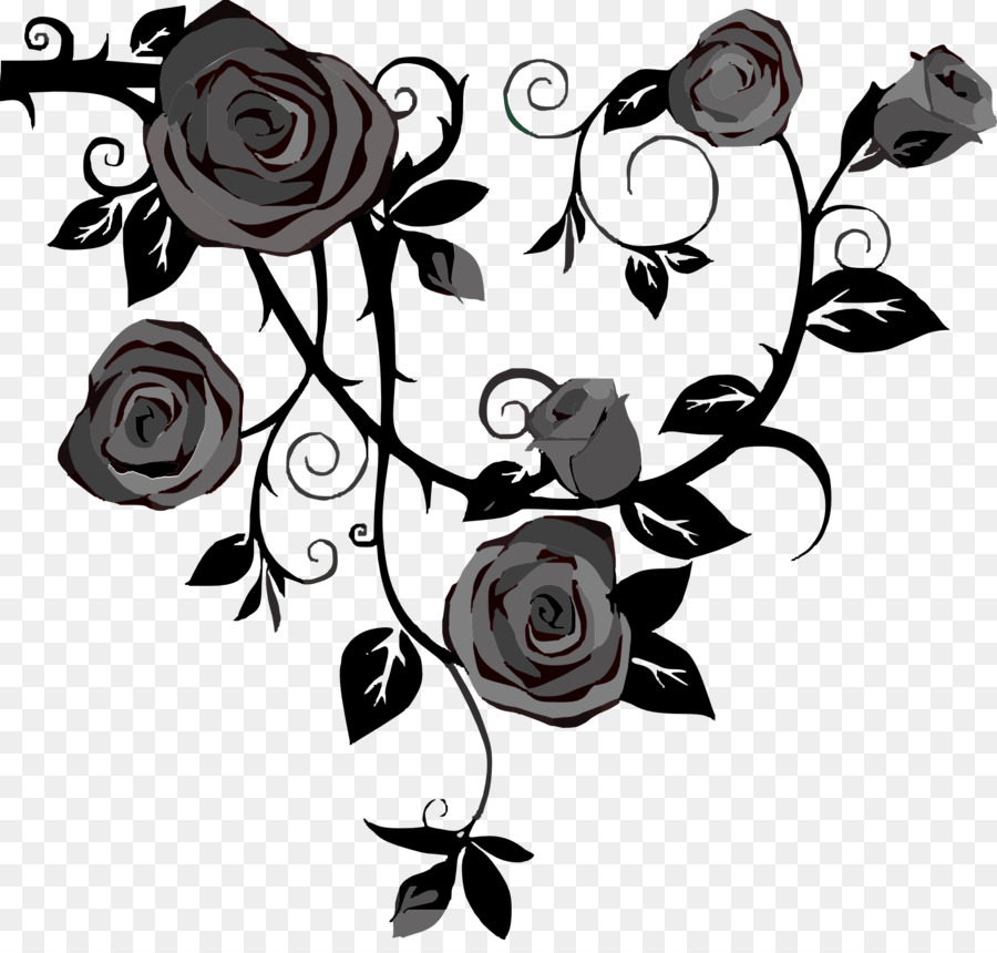 Rose Vine Drawing Thorns, spines, and prickles Clip art - black rose png download - 1920*1809 - Free Transparent Rose png Download.