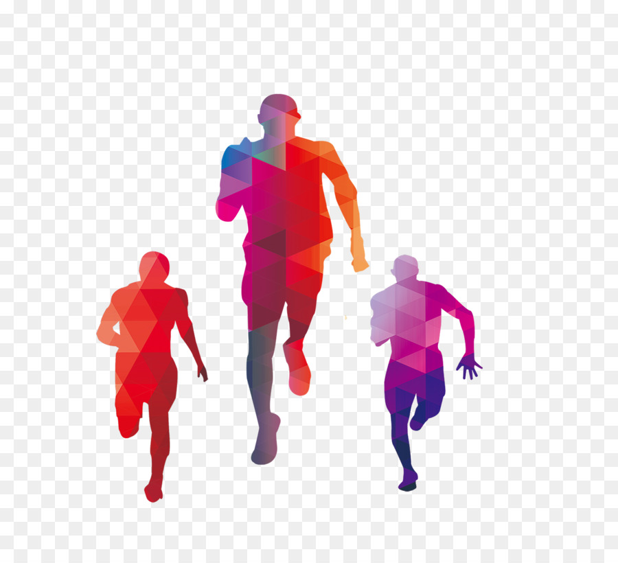 Silhouette T6K 4A5 Poster - Bright colored running man polygon png download - 1955*1764 - Free Transparent Silhouette png Download.