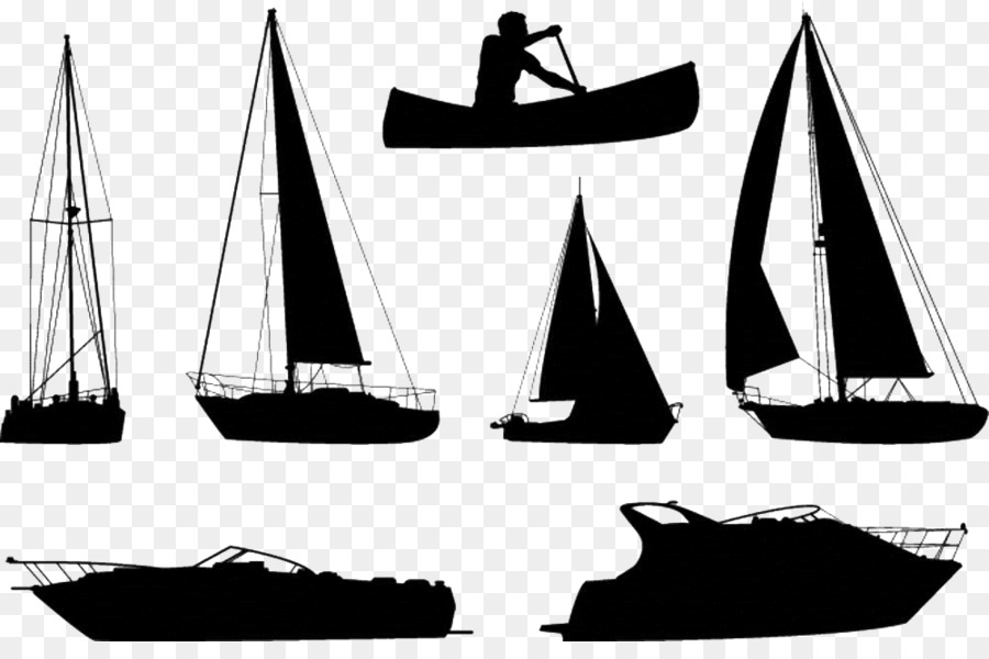 Boat Silhouette Ship Royalty-free - Silhouette of various sailboats png ...