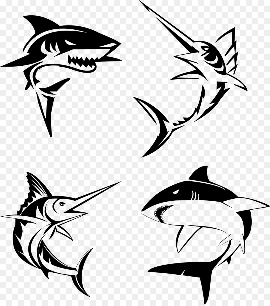 Sailfish Atlantic blue marlin Marlin fishing Clip art - Decorative four black shark png download - 1635*1844 - Free Transparent Sailfish png Download.