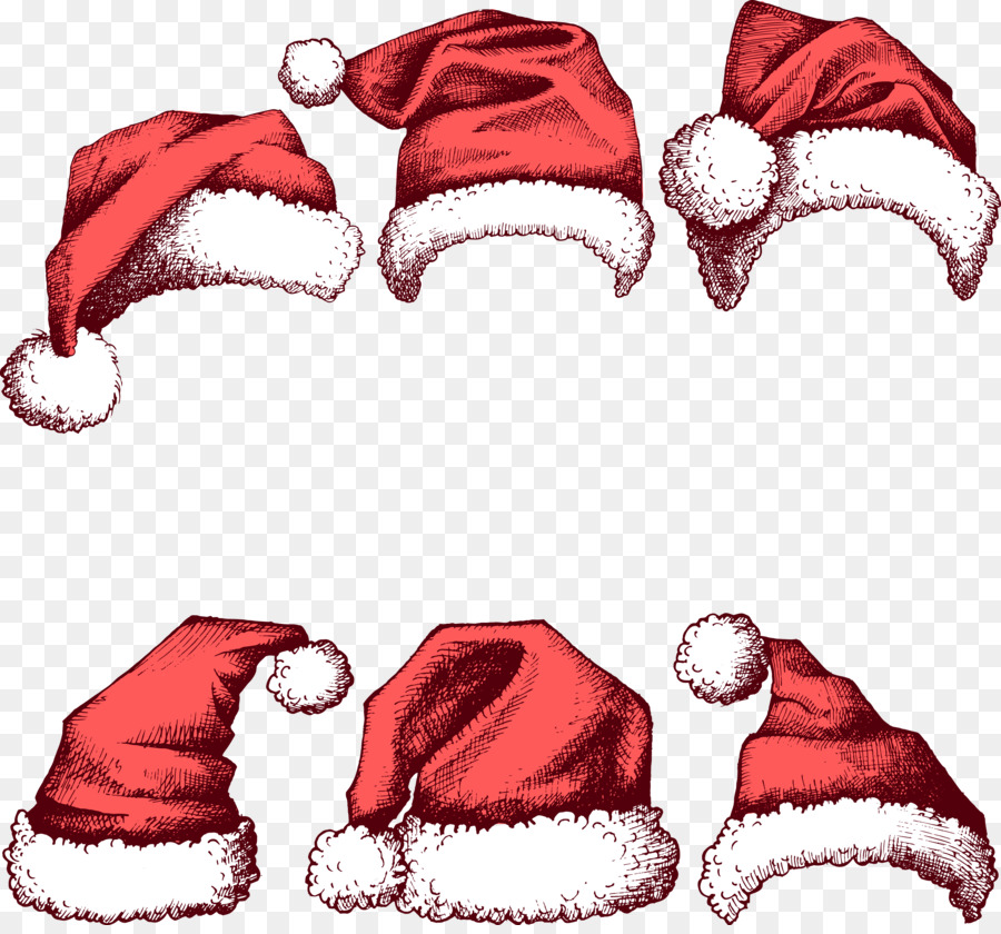 Santa Claus Christmas Hat New Year - Painted red Christmas hats Vector png download - 3228*2985 - Free Transparent Santa Claus png Download.