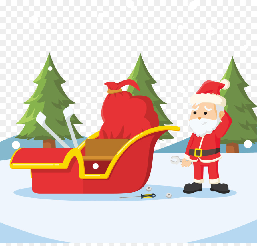 Santa Claus Sled Cartoon Illustration - Santa sleigh repair material vector illustration png download - 2537*2396 - Free Transparent Santa Claus png Download.