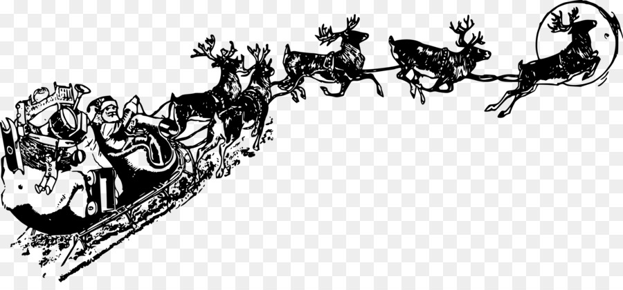Santa Claus Reindeer Sled Christmas Clip art - santa sleigh png download - 2400*1091 - Free Transparent Santa Claus png Download.