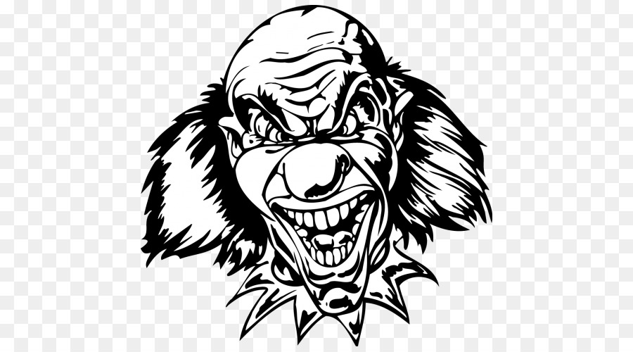 Black and white Scary, Freaky Clown Faces Coloring Book Drawing Clip art - clown png download - 500*500 - Free Transparent  png Download.