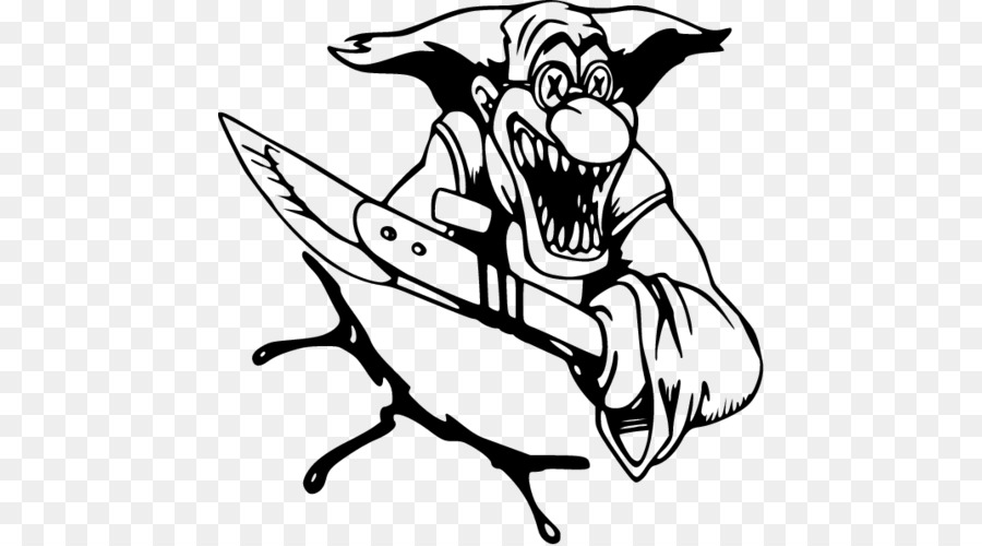 Black and white Line art Clip art - scary clown png download - 500*500 - Free Transparent Black And White png Download.