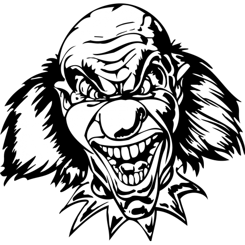 Black and white Scary, Freaky Clown Faces Coloring Book Drawing Clip ...