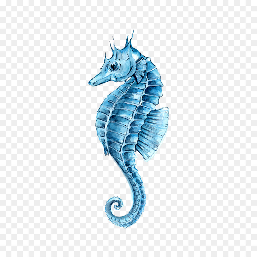 Drawing Watercolor painting Seahorse Clip art - Green hippocampus png download - 2400*2400 - Free Transparent Drawing png Download.