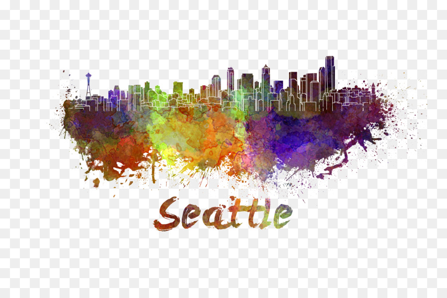 Seattle Watercolor painting Skyline Stock illustration - Color city png download - 8000*5250 - Free Transparent Seattle png Download.