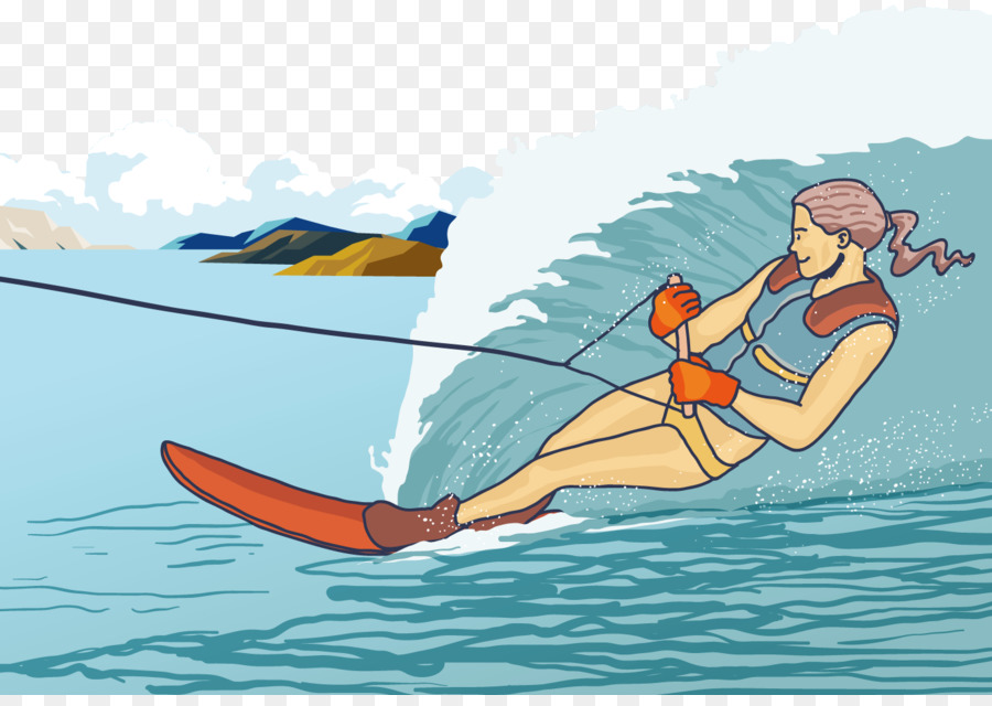 Euclidean vector Cartoon Illustration - The ladies surf the waves png download - 1400*980 - Free Transparent  Cartoon png Download.