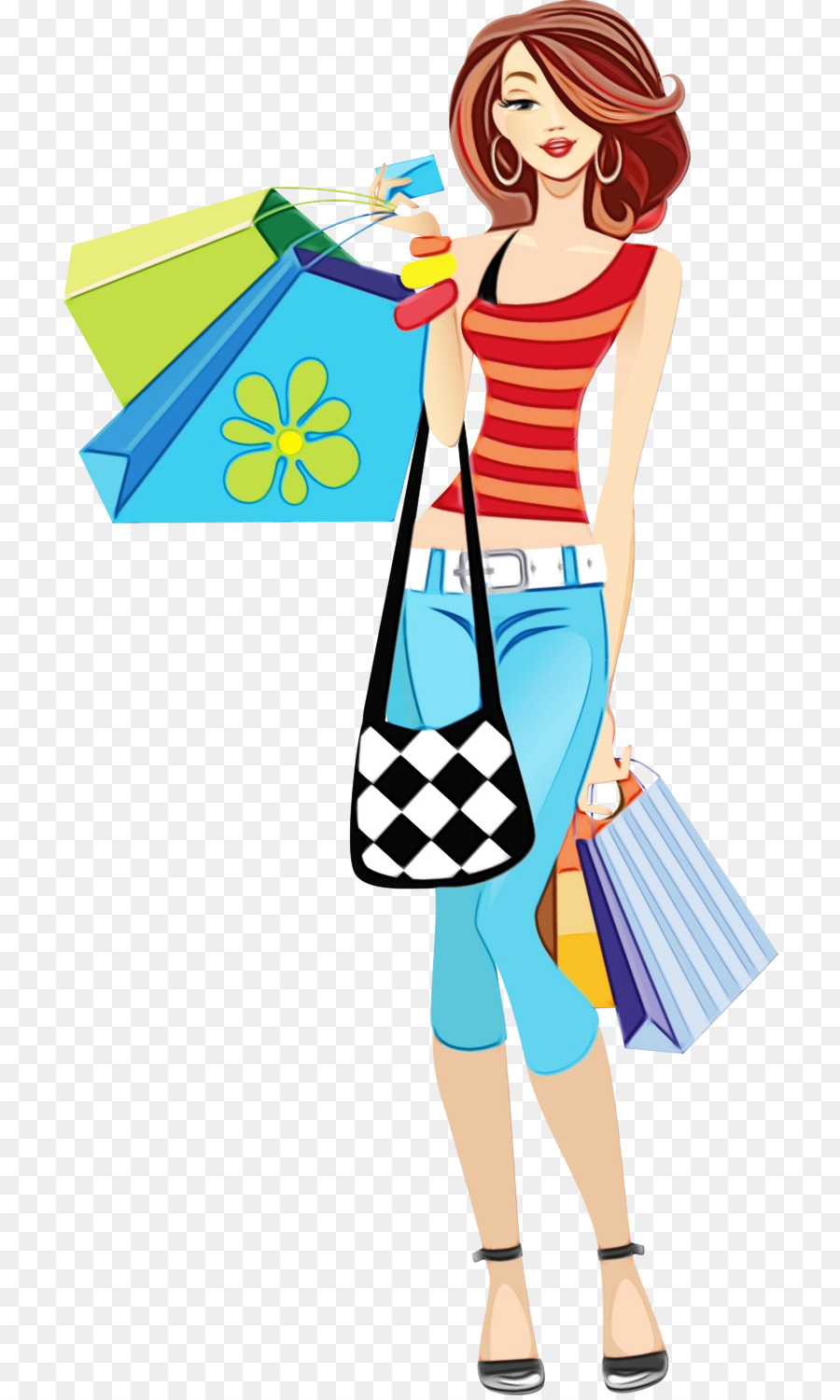 Shopping Cartoon - Cartoon Women Shopping png download - 1198*1298