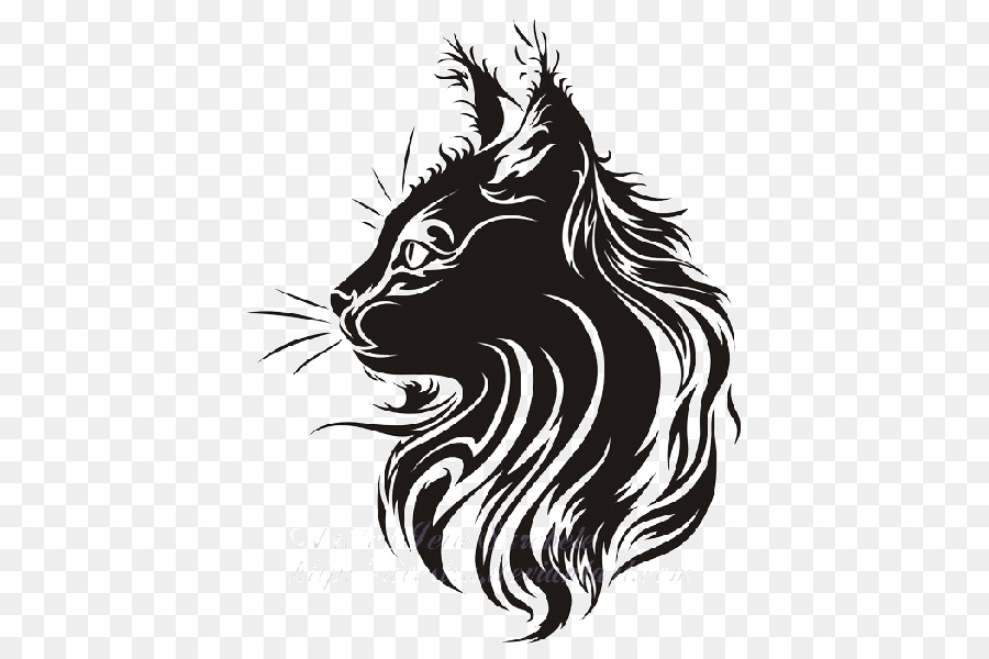 Cat line art for tattoo design Royalty Free Vector Image