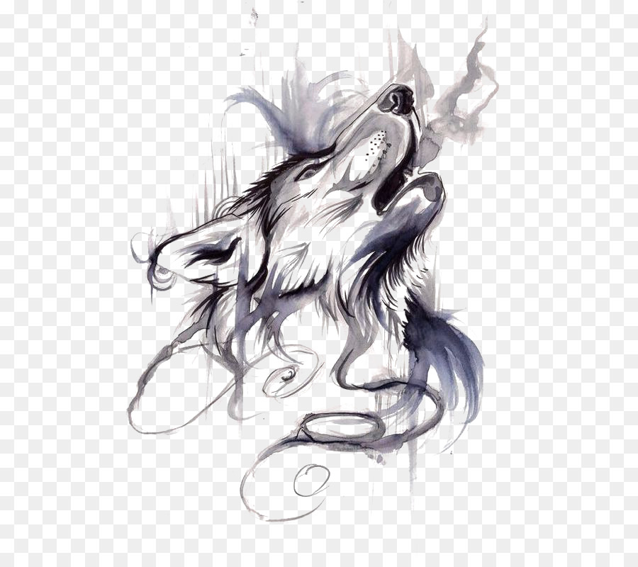 Gray wolf Tattoo ink Flash Drawing - Wolf png download - 564*787 - Free Transparent Gray Wolf png Download.