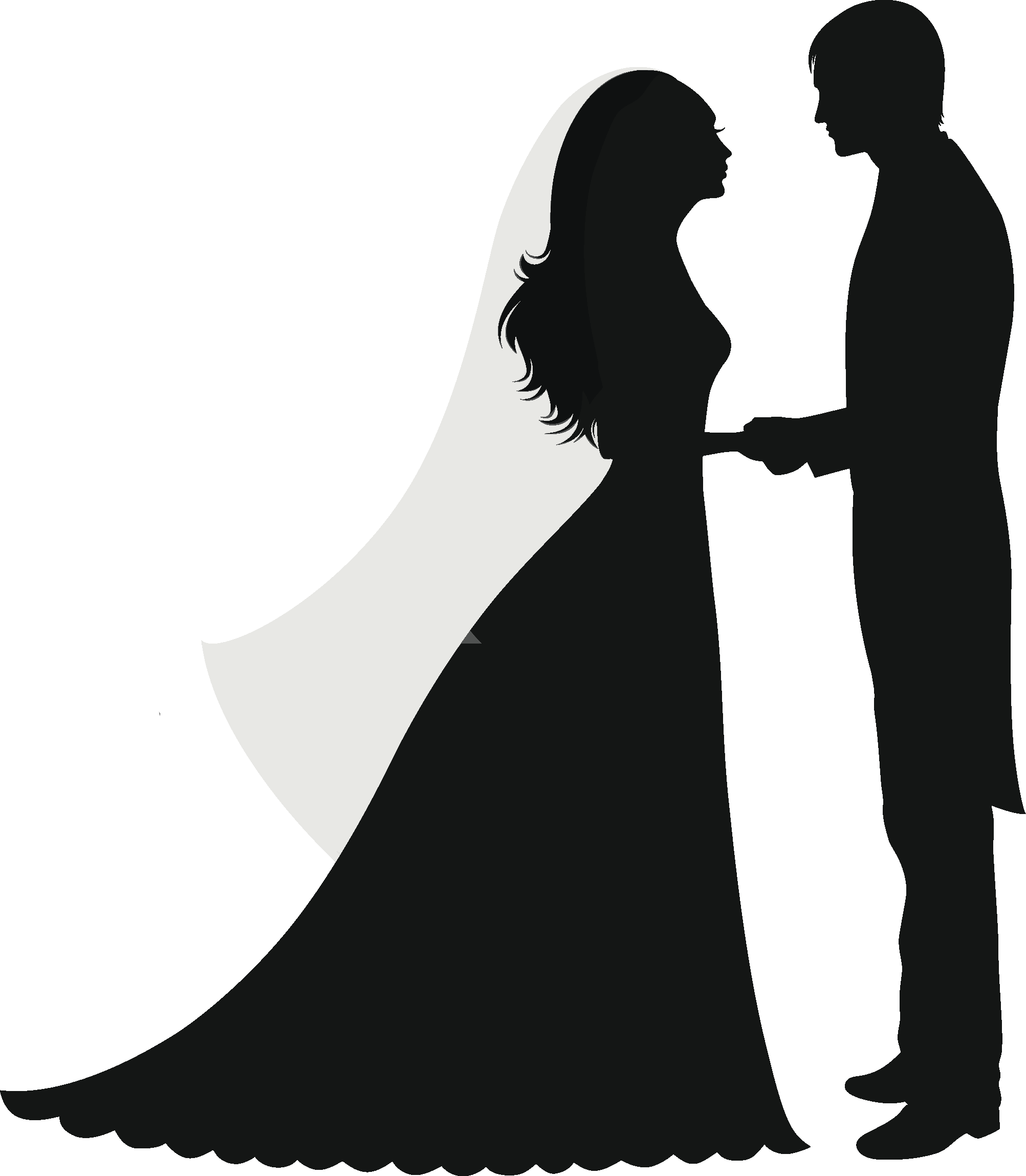 Wedding invitation Silhouette Marriage couple - bride png download ...