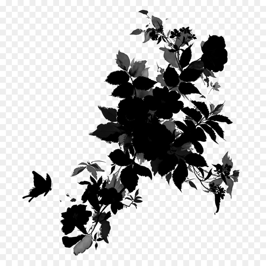 Black & White - M Flowering plant Silhouette Leaf -  png download - 1600*1573 - Free Transparent Black  White  M png Download.