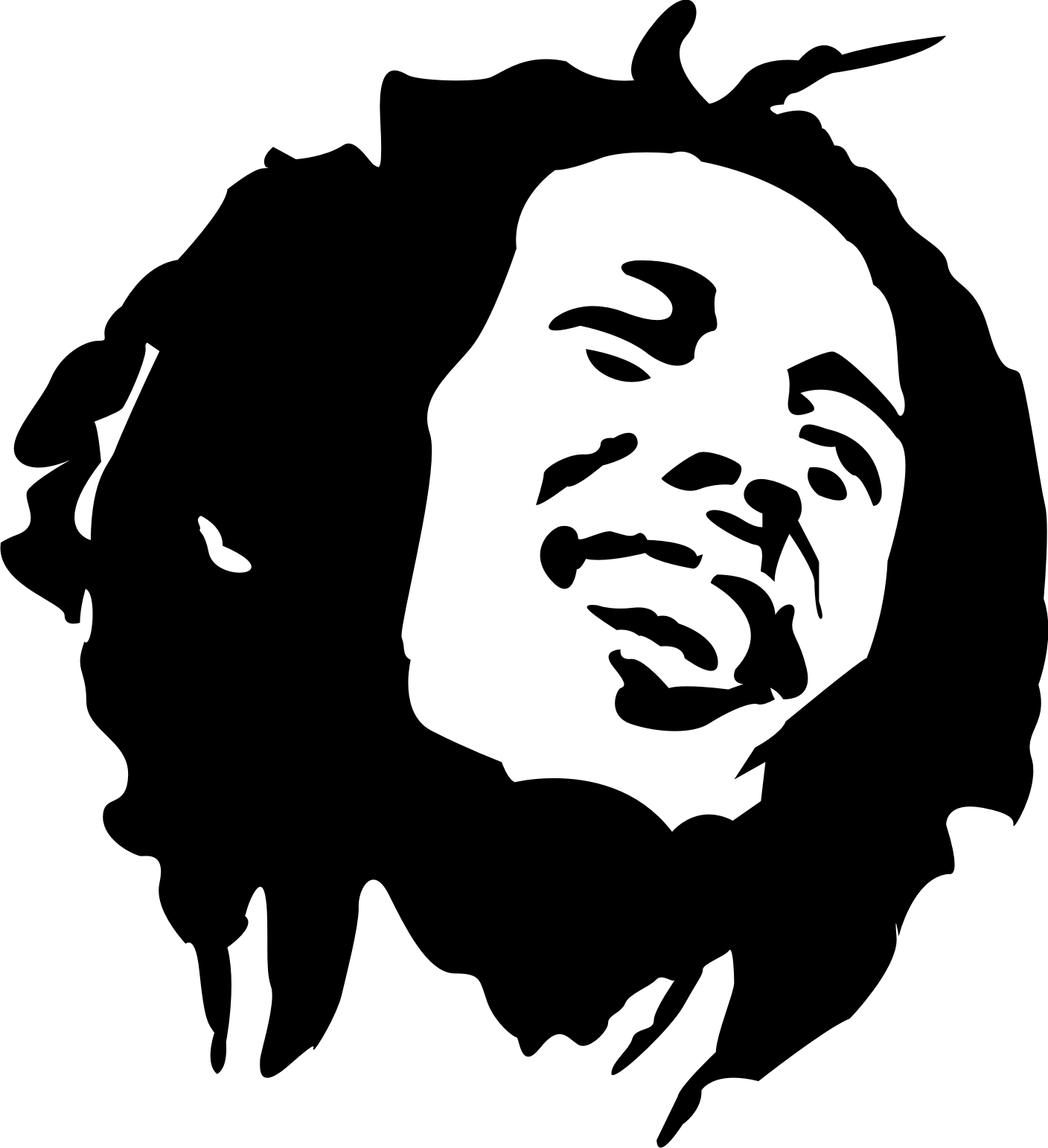 Bob Marley Silhouette Drawing Stencil - bob marley png download - 1408* ...
