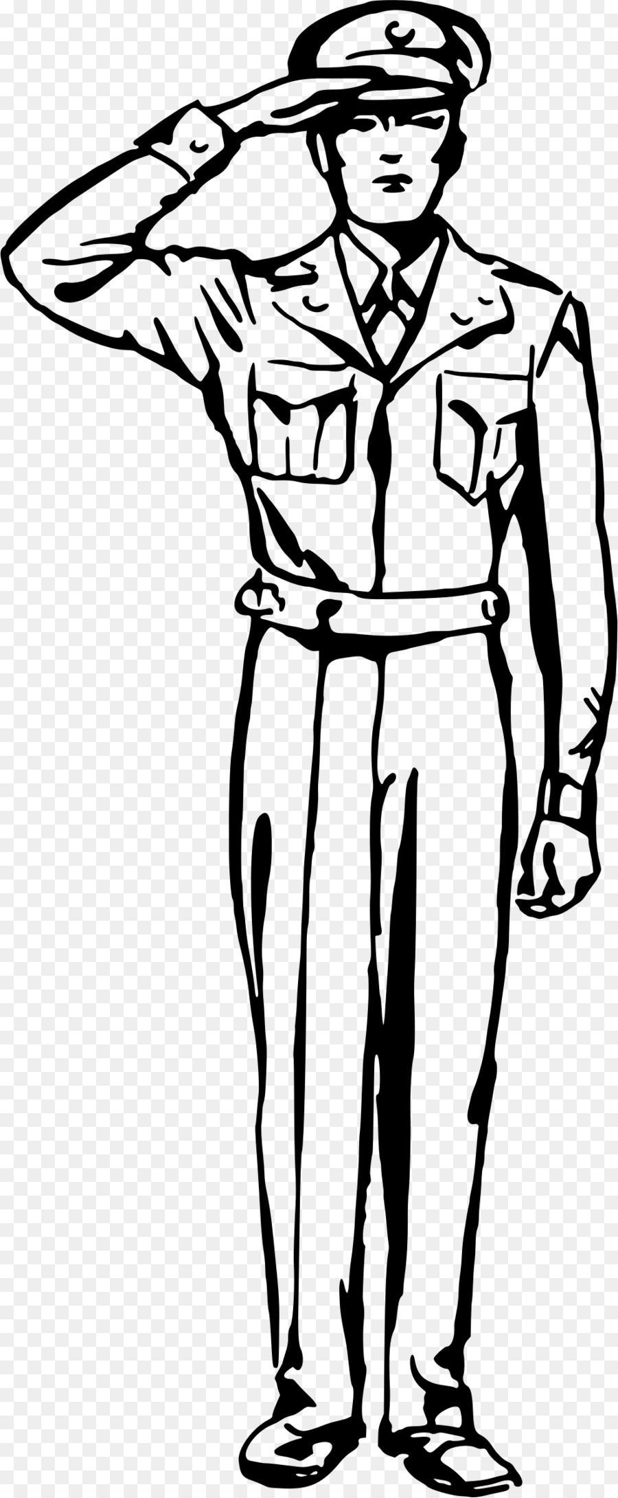 Line art Soldier Salute Drawing - Soldier png download - 991*2399 - Free Transparent Line Art png Download.