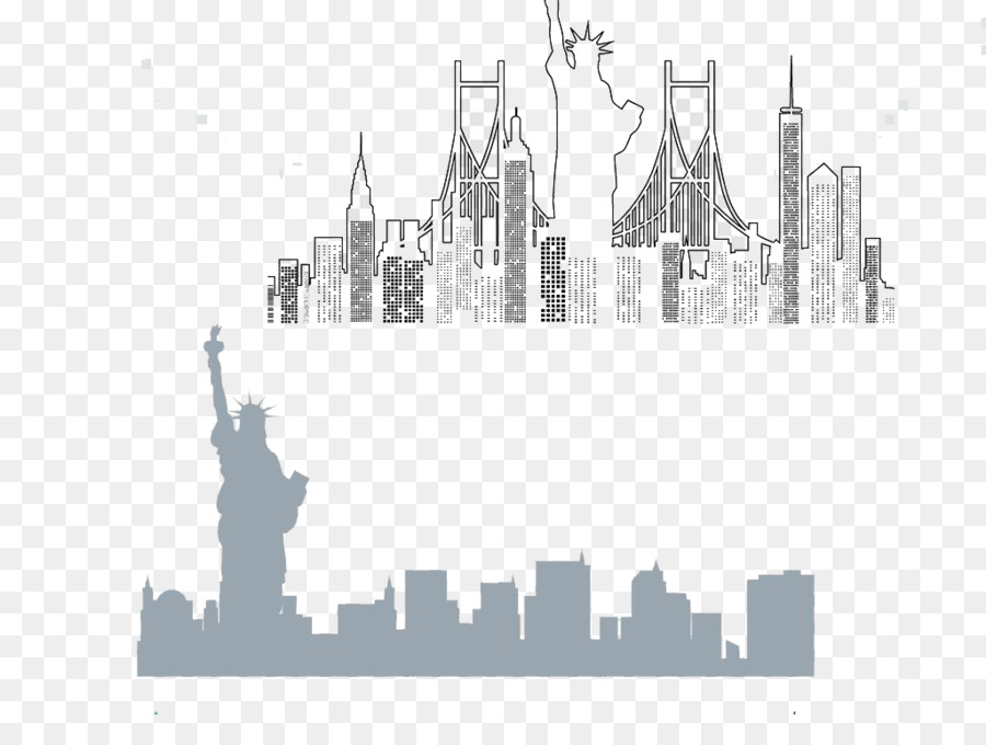 Statue of Liberty Architecture Silhouette - Statue of Liberty hand-painted pattern png download - 1024*768 - Free Transparent Statue Of Liberty png Download.
