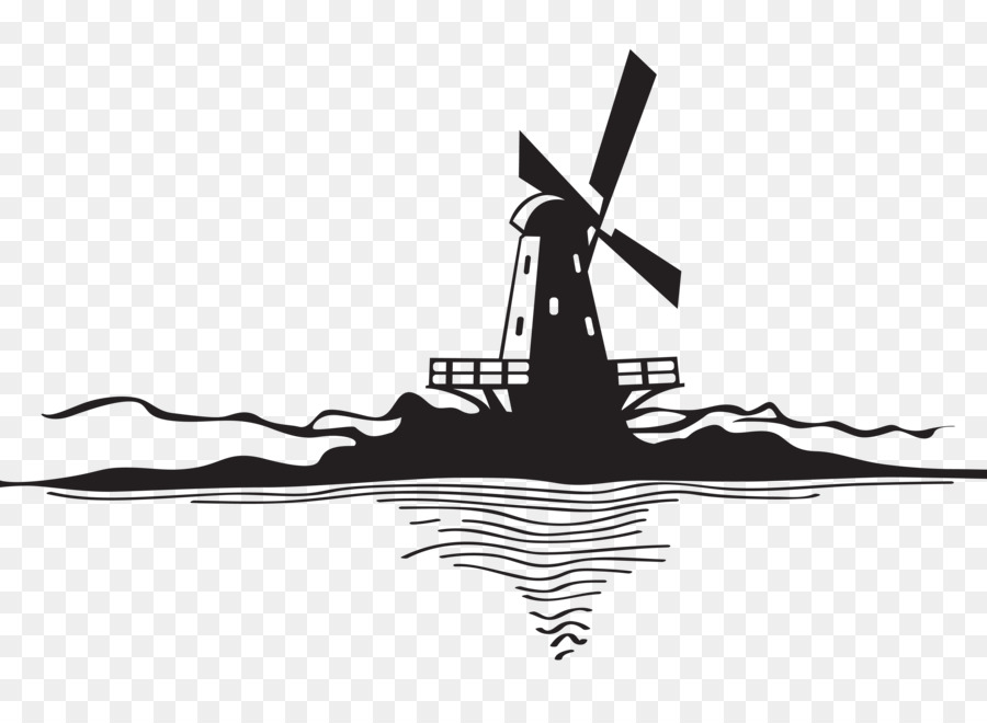 Sticker Tattoo Drawing Art - Windmill silhouette material png download - 4449*3202 - Free Transparent Sticker png Download.