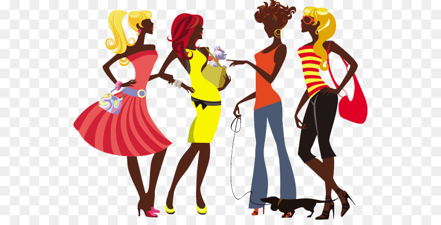 Cartoon Female Fashion Silhouette - Fashionable women png download - 600*449 - Free Transparent  png Download.
