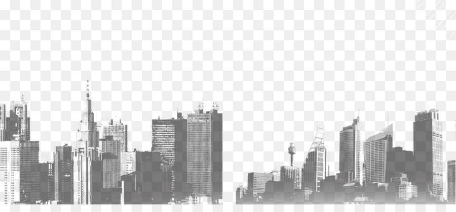 Black and white Skyline Skyscraper Building - Simple Creative City png download - 3543*1596 - Free Transparent Black And White png Download.