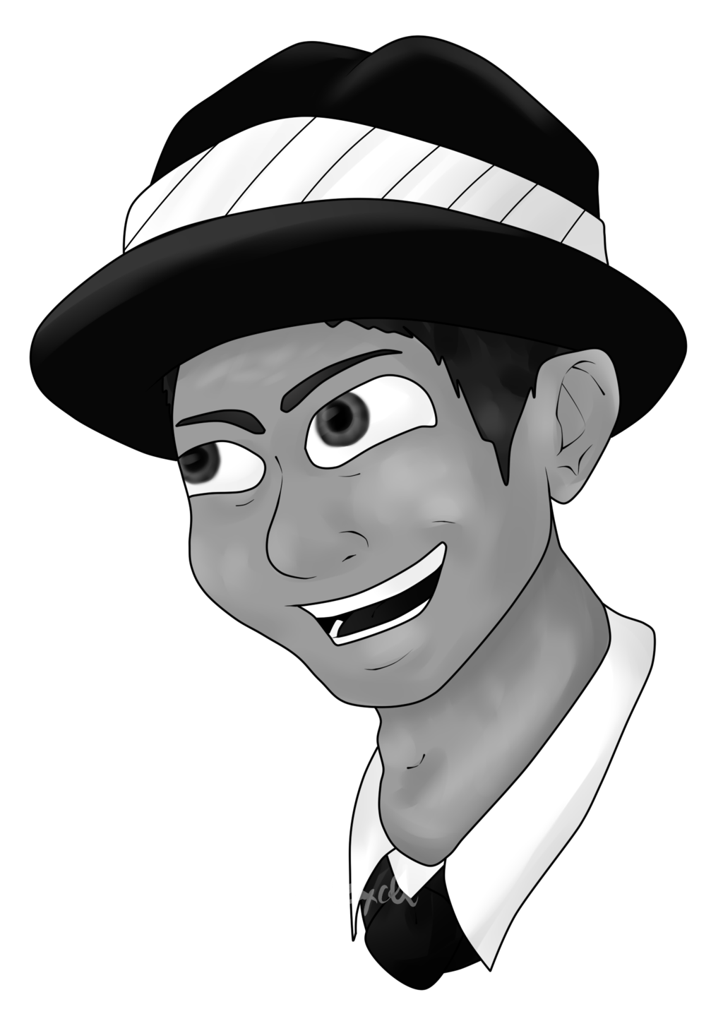 Федора Фрэнк Синатра. Мультяшный персонаж с черной шляпой. Белый мультяшный персонаж в черной шляпе. Мультяшный персонаж с черным носом.
