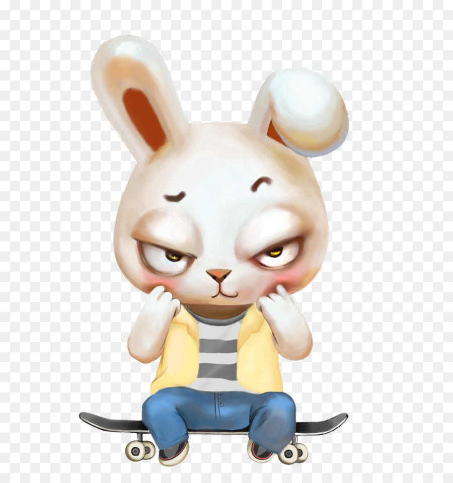 Easter Bunny Rabbit Download - Shy rabbit sitting on a skateboard png download - 1059*1129 - Free Transparent Easter Bunny png Download.