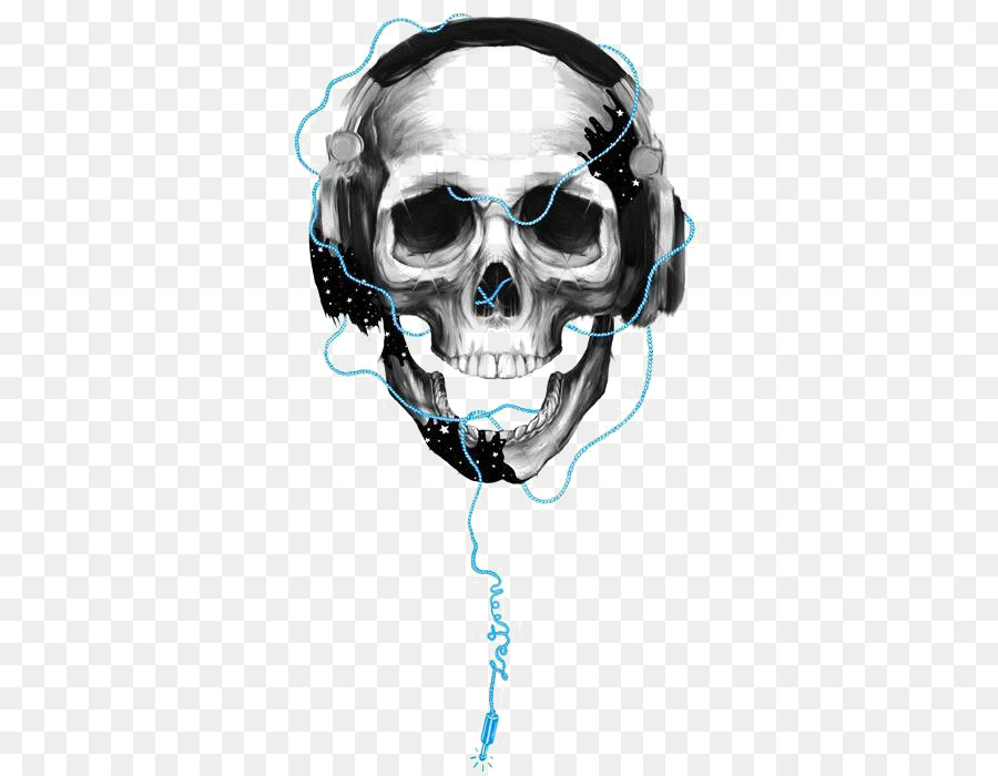 Headphones Skull - Skeleton wearing headphones png download - 498*700 - Free Transparent  png Download.