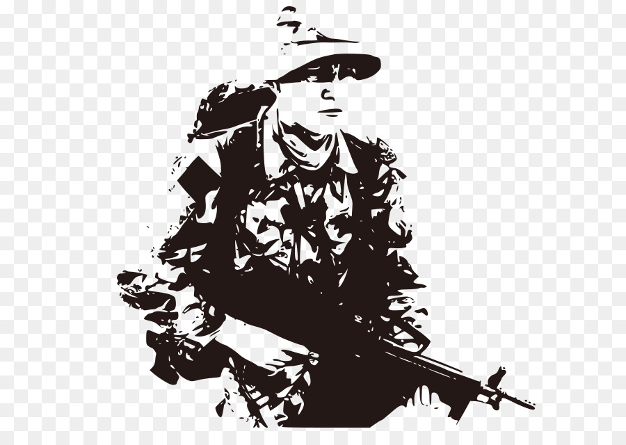 Wall decal Army Soldier Military - Black and white hand-drawn field army man png download - 673*624 - Free Transparent Wall Decal png Download.