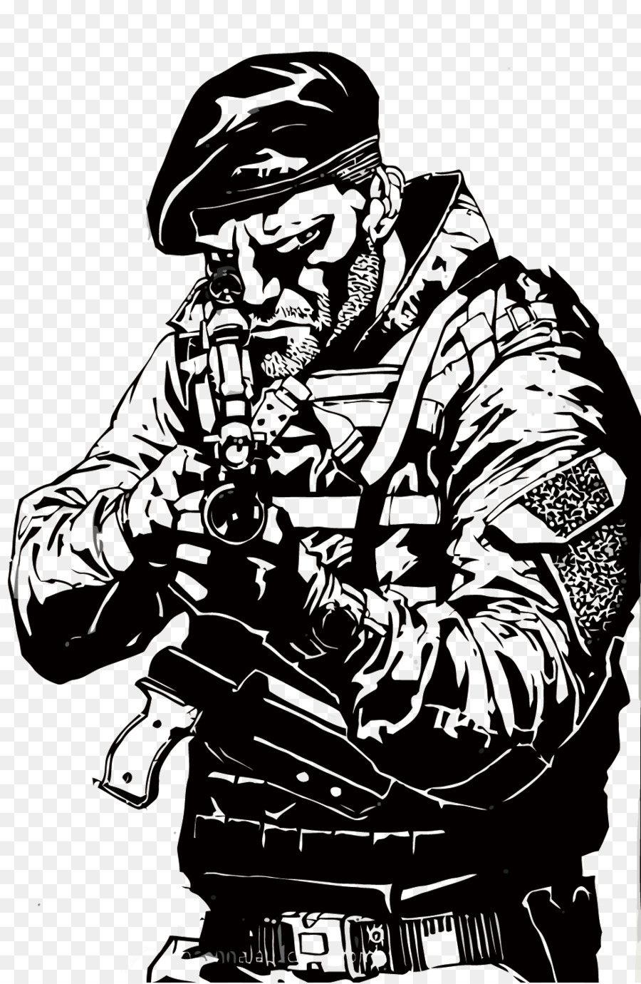 Drawing The Expendables Soldier - Vector attack the soldiers png download - 980*1500 - Free Transparent Drawing png Download.