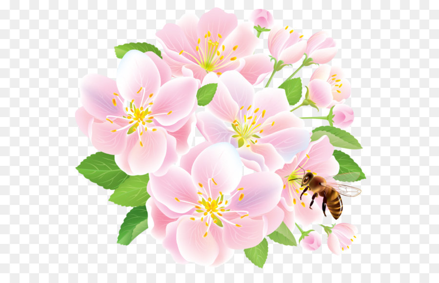 Flower delivery Floristry Studio Ghibli - Pink Spring Flowers with Bee png download - 1058*930 - Free Transparent Border Flowers png Download.