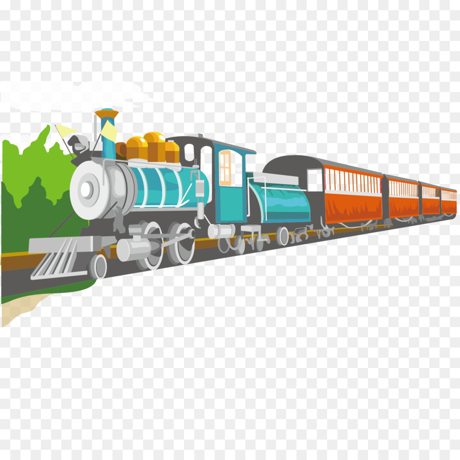 Train Rail transport Cartoon Locomotive - Comics style train vector material png download - 1667*1667 - Free Transparent Train png Download.