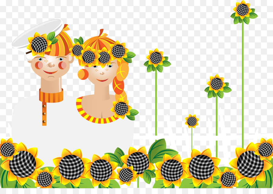 Common sunflower Silhouette Illustration - Vector painted sunflowers Couple png download - 2200*1517 - Free Transparent Common Sunflower png Download.