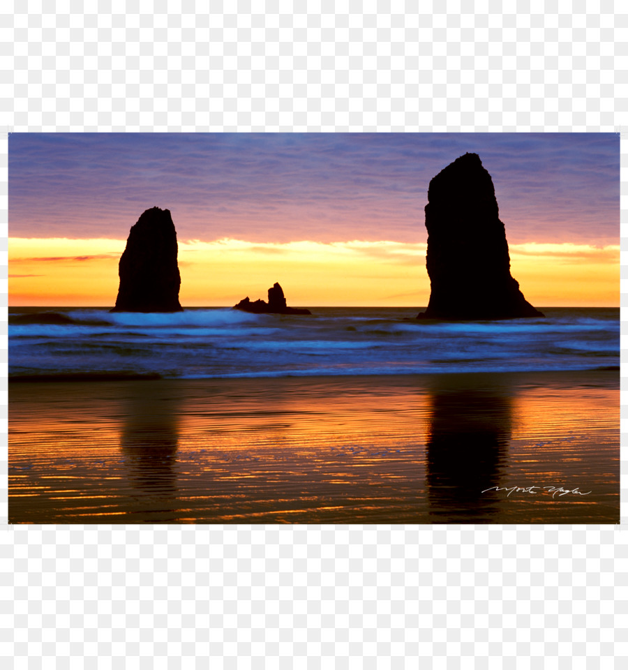 Haystack Rock Beach Shore Sunrise Sunset - beach sunset png download - 2083*2179 - Free Transparent Haystack Rock png Download.